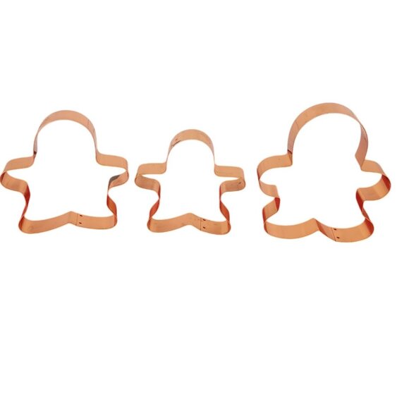 Set Of 3 Nesting Gingerbread Man Copper Cookie Cutters For Baking & Crafting - Picture 2 of 6